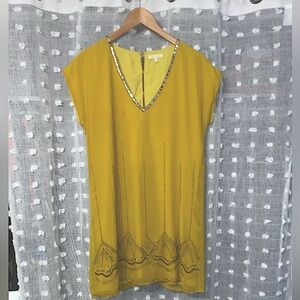 Under Skies Yellow Sequin-Trimmed Dress